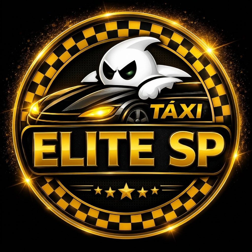 Emblema Táxi Elite SP em dourado e preto